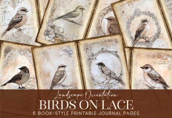 Antique Crystal Birds Journal Book Pages: Vintage Charm for Modern Projects
