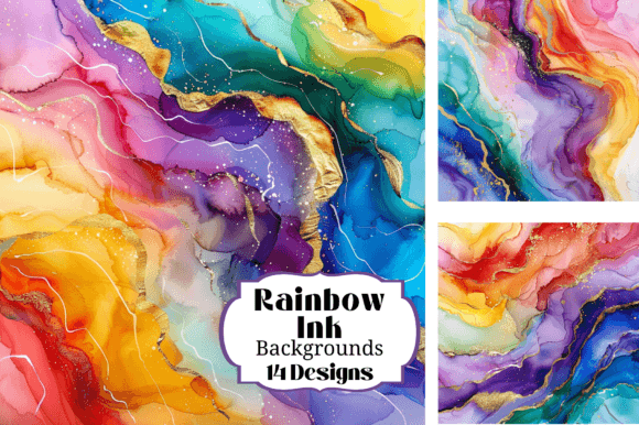 Bright Rainbow Alcohol Ink Watercolor: Vibrant Digital Papers