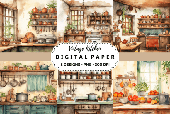 Capturing Nostalgia: The Vintage Kitchen Watercolor Background