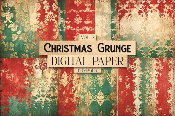 Christmas Grunge Digital Paper Vol. 2: Vintage Holiday Texture