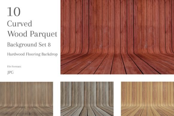 Curved Wood Background Set: 3D Parquet Texture