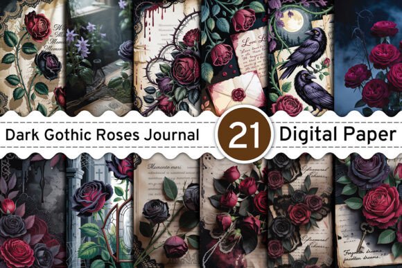 Dark Gothic Roses Junk Journal Pages: A Designer's Deep Dive