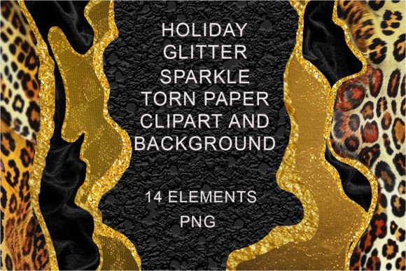 Gold Leopard Glitter Torn Paper, PNG: Instant Luxury for Your Designs