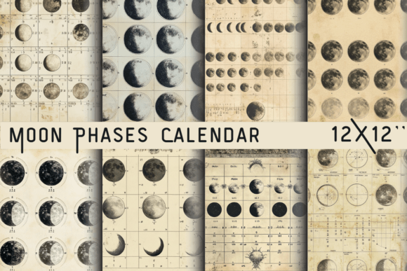Moon Phases Calendar Paper: A Celestial Design Asset