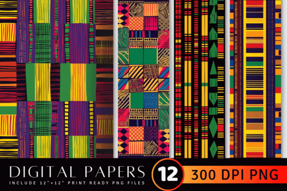 Ornate African Kente Fabric Digital Paper: A Designer's Essential Asset