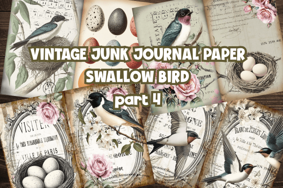 Swallow Bird Junk Journal Paper: Infusing Your Art with Vintage French Charm