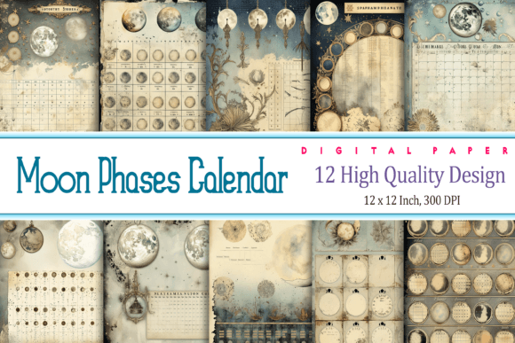 Timeless Lunar Elegance: The Vintage Moon Phases Calendar Design