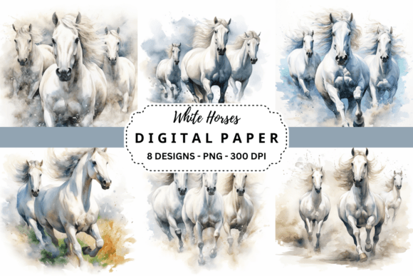 Unleash Your Creativity with Watercolor White Horses Background