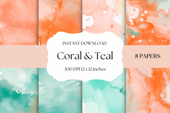 Unleashing Creativity with Coral and Teal Digital Backgrounds