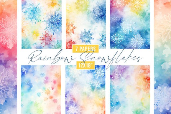 Watercolor Rainbow Snowflakes Background: A Vibrant Canvas for Creativity