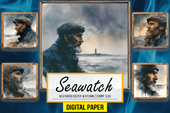 Weathered Keeper Watching Stormy Sea Art: A Deep Dive into Moody Coastal Design