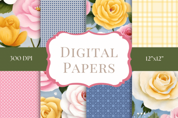 Yellow & Pink Rose Digital Papers: A Designer’s Perspective